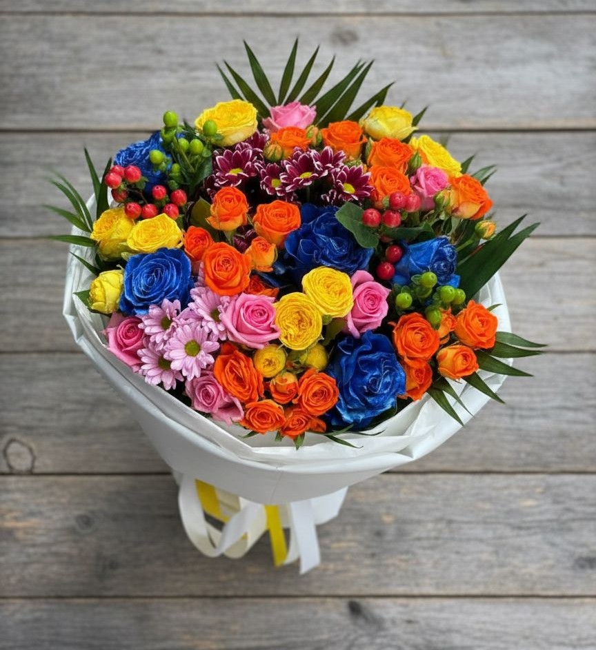 Букет цветов из: Розы и Хризантемы в Колчаново