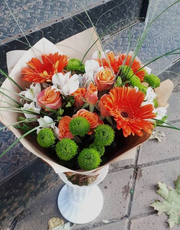 Букет цветов из: Герберы, Хризантемы, Альстромерии и Розы в Колчаново