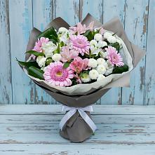 Букет цветов из:  Герберы, Альстромерии и Хризантемы #REPLACE_PRED# Колчаново