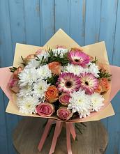 Букет цветов из:  Розы, Герберы и Хризантемы в Колчаново