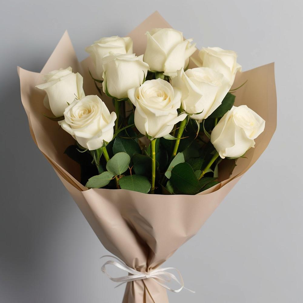 Букет 9 Белых роз Эдлесс Лав в Колчаново