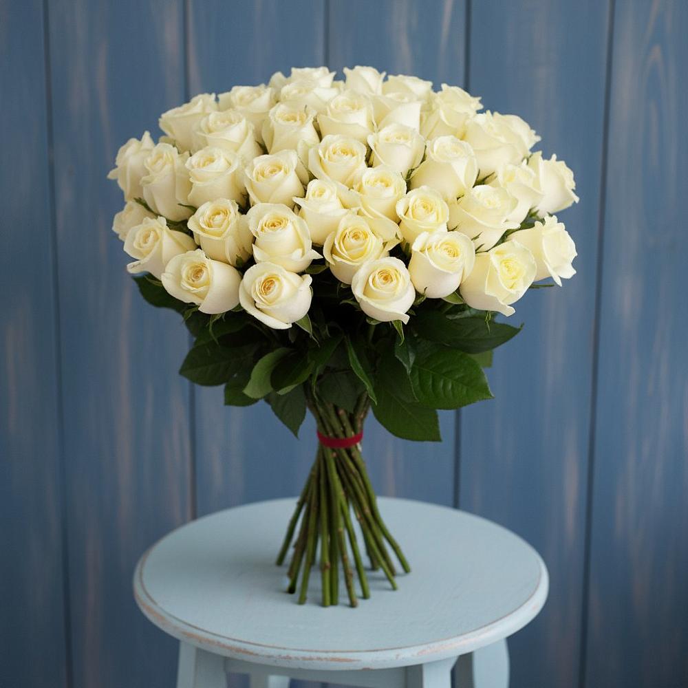 Букет 51 Белая роза Эдлесс Лав в Колчаново