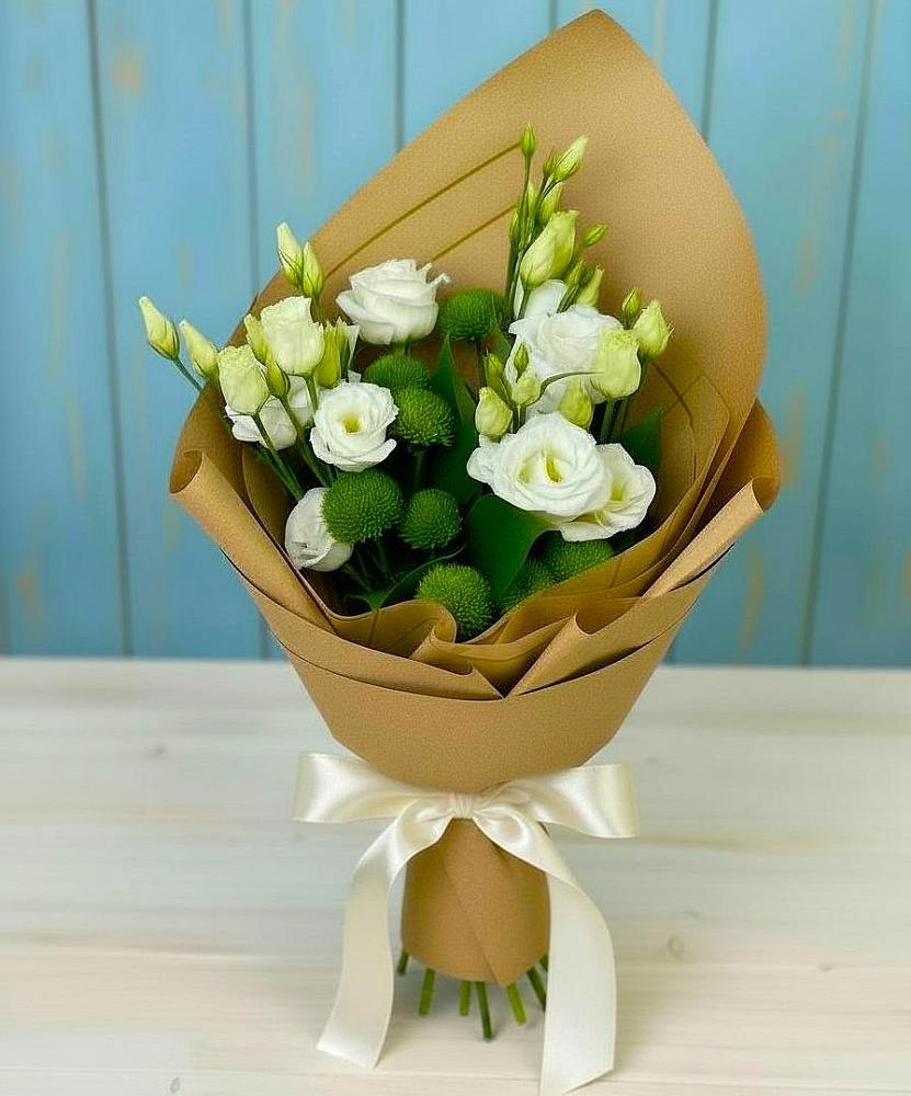 Букет цветов из: Хризантемы и Лизиантусы в Колчаново