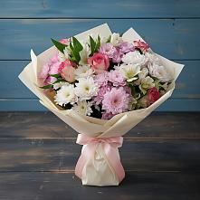 Букет цветов из:  Хризантемы, Альстромерии и Розы в Колчаново