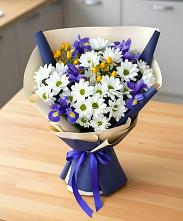 Букет цветов из:  Розы, Ирисы и Хризантемы в Колчаново