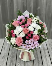 Букет цветов из:  Альстромерии, Гвоздики, Розы и Хризантемы в Колчаново