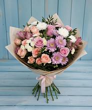 Букет цветов из:  Хризантемы, Розы и Альстромерии в Колчаново